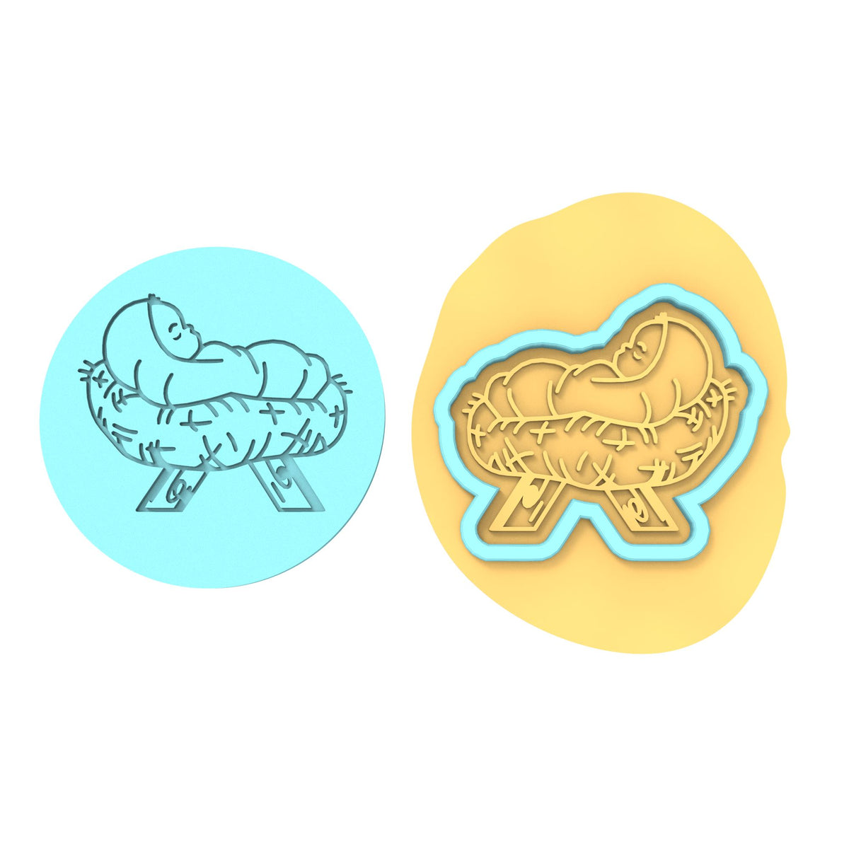 Baby Jesus Cookie Cutter | Stamp | Stencil #1 Xmas / Winter / NYE Cookie Cutter Lady MINI - 2 Inches (5cm) **BUNDLE** Cutter + Debosser 