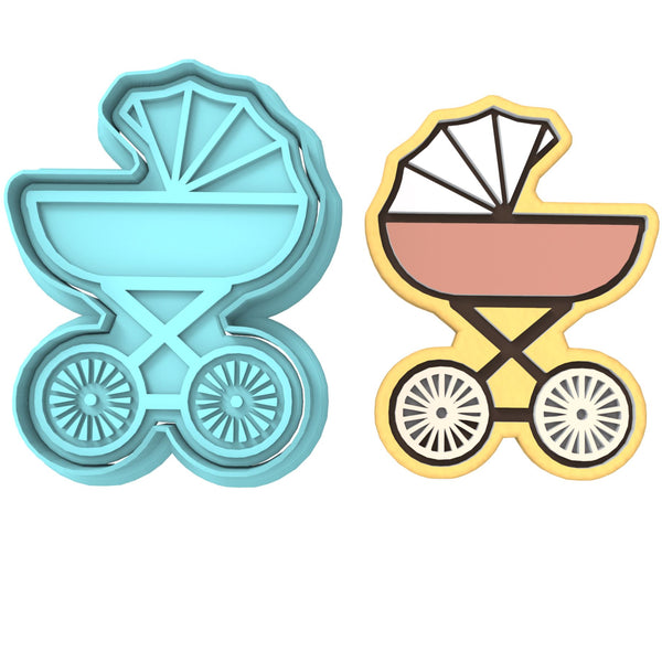 Baby Stroller Cookie Cutter | Stamp | Stencil #1