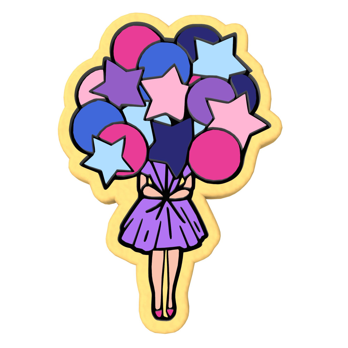 Balloon Girl Cookie Cutter | Stamp | Stencil #1