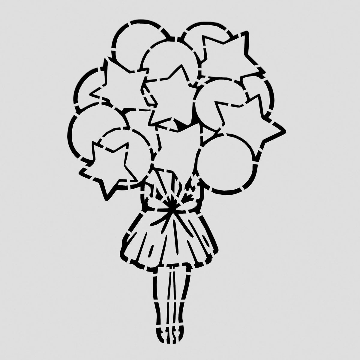 Balloon Girl Cookie Cutter | Stamp | Stencil #1