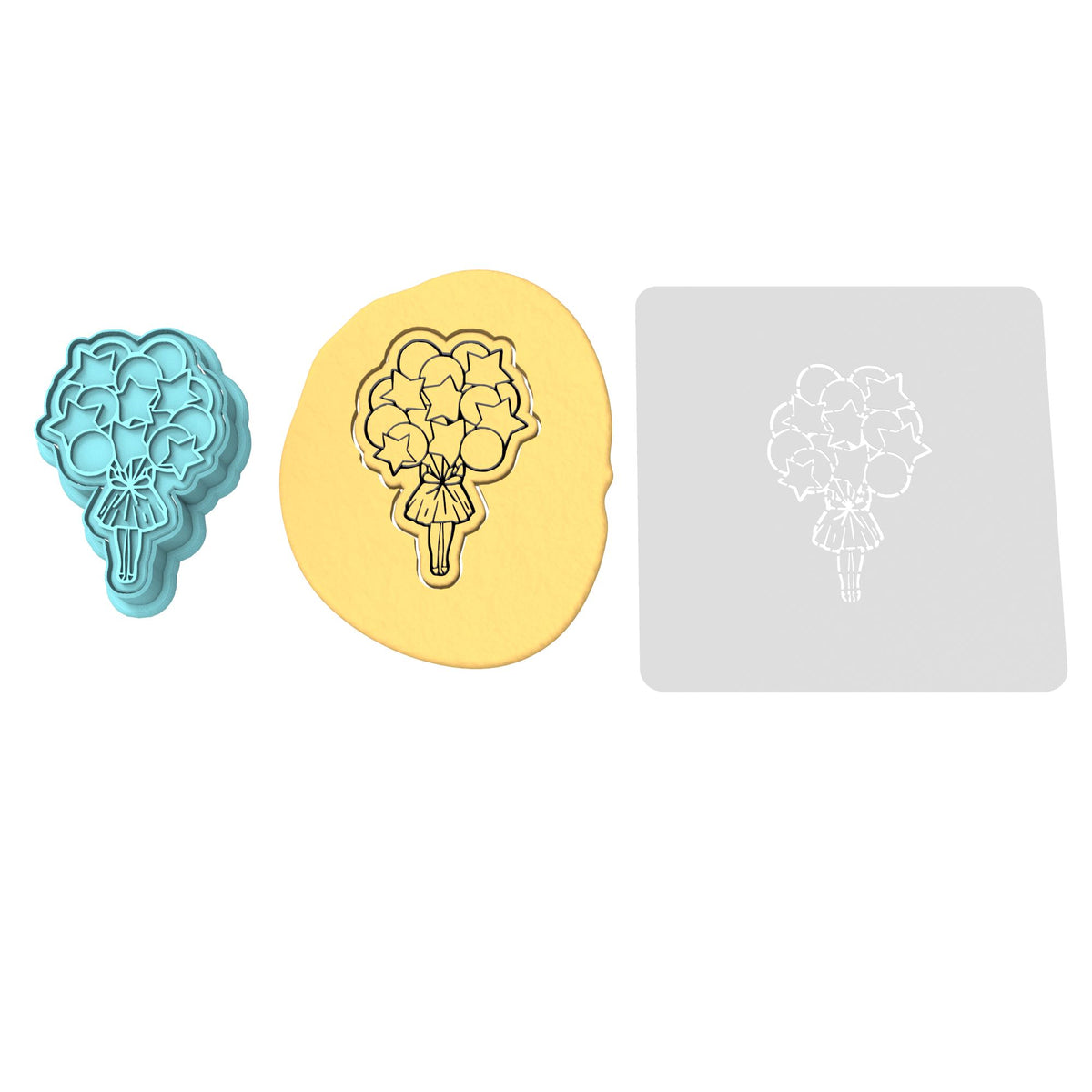 Balloon Girl Cookie Cutter | Stamp | Stencil #1