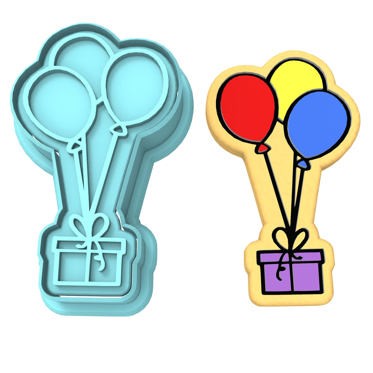 Balloon with Gift Cookie Cutter | Stamp | Stencil #1