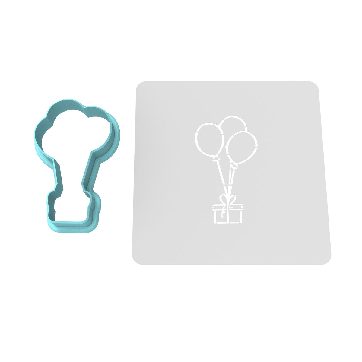 Balloon with Gift Cookie Cutter | Stamp | Stencil #1