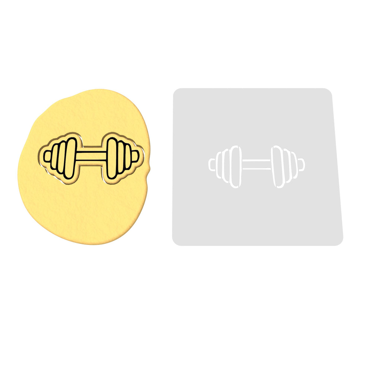 Barbell Cookie Cutter | Stamp | Stencil #1