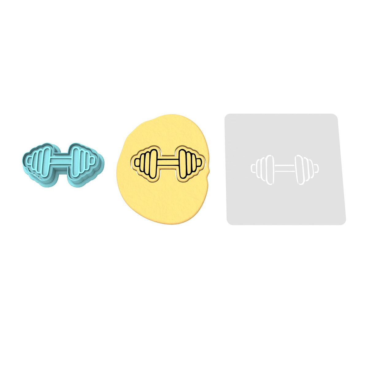 Barbell Cookie Cutter | Stamp | Stencil #1
