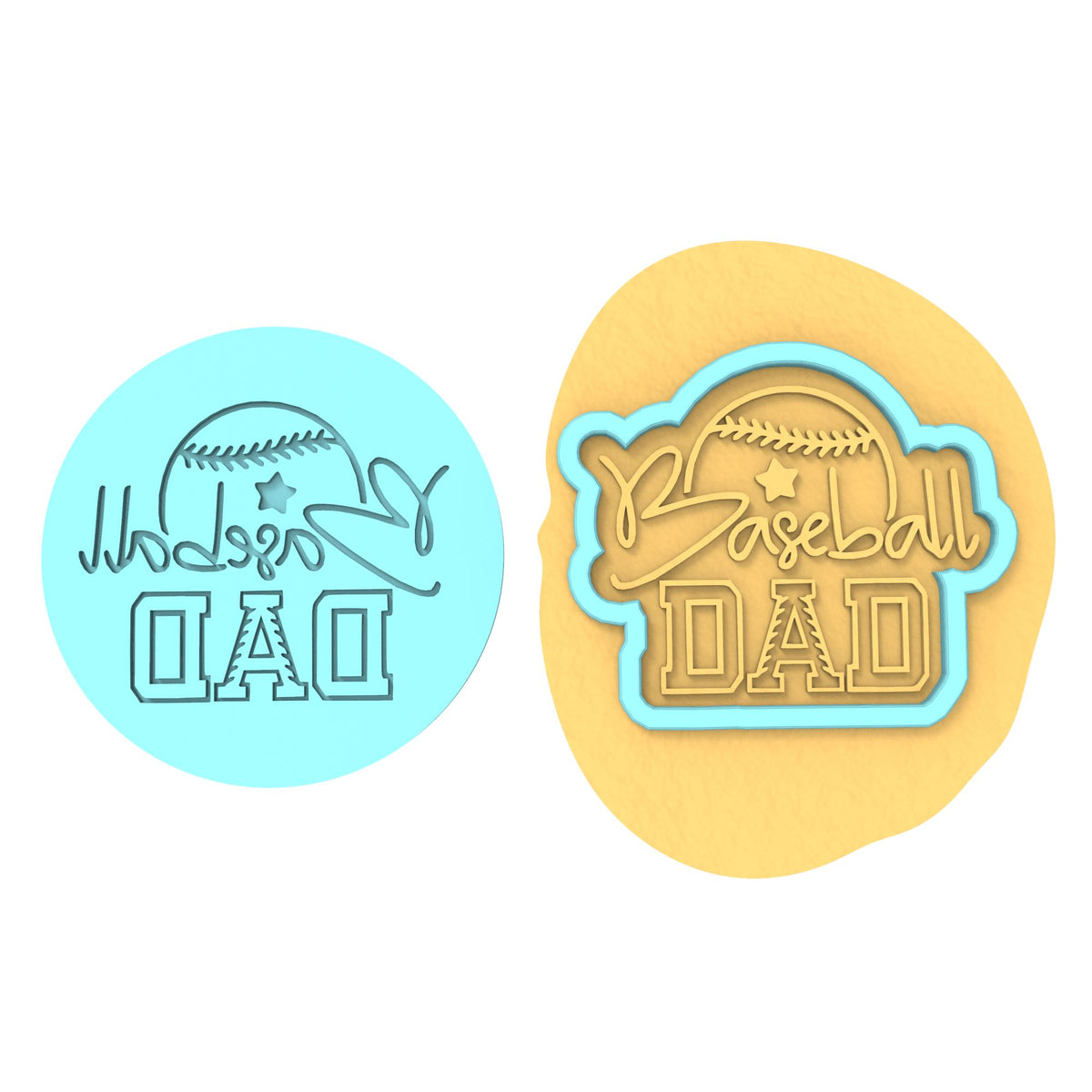 Baseball Dad Cookie Cutter | Stamp | Stencil #1 Wedding / Baby / V Day Cookie Cutter Lady MINI - 2 Inches (5cm) **BUNDLE** Cutter + Debosser 