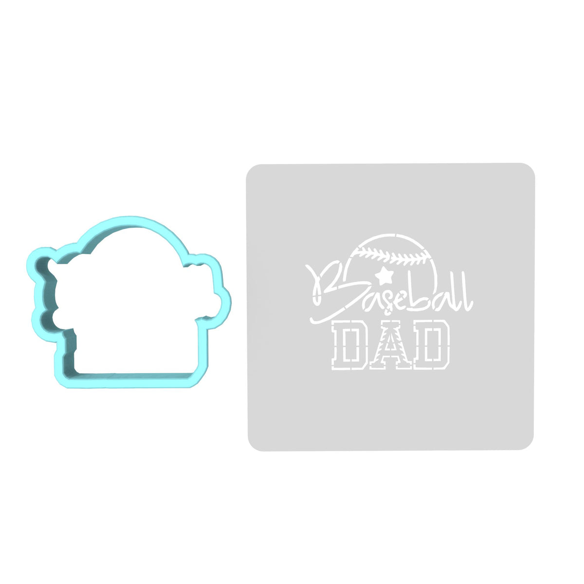 Baseball Dad Cookie Cutter | Stamp | Stencil #1 Wedding / Baby / V Day Cookie Cutter Lady MINI - 2 Inches (5cm) **BUNDLE** Cutter + Stencil 