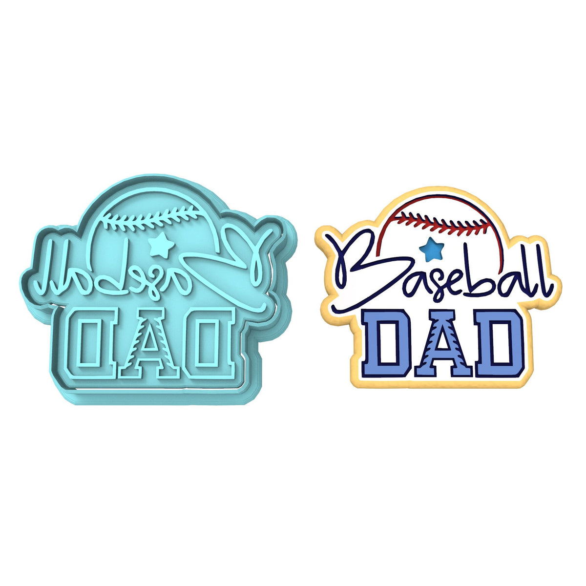 Baseball Dad Cookie Cutter | Stamp | Stencil #1 Wedding / Baby / V Day Cookie Cutter Lady MINI - 2 Inches (5cm) **BUNDLE** Cutter + Stamp 