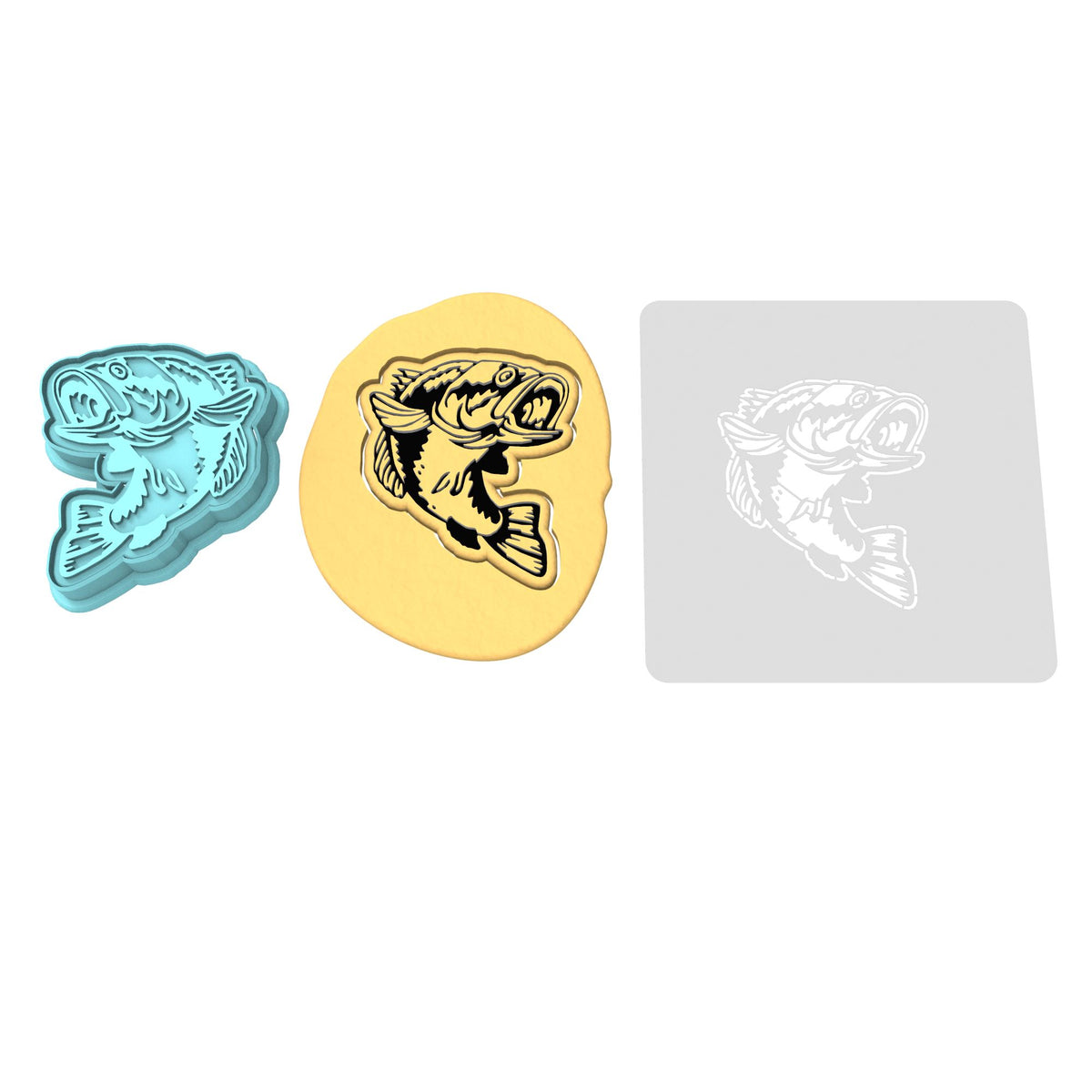 Bass Cookie Cutter | Stamp | Stencil #1 Boys/ Army / Outdoorsman Cookie Cutter Lady 2 Inch Small Cupcake Cutter + Stamp Yes