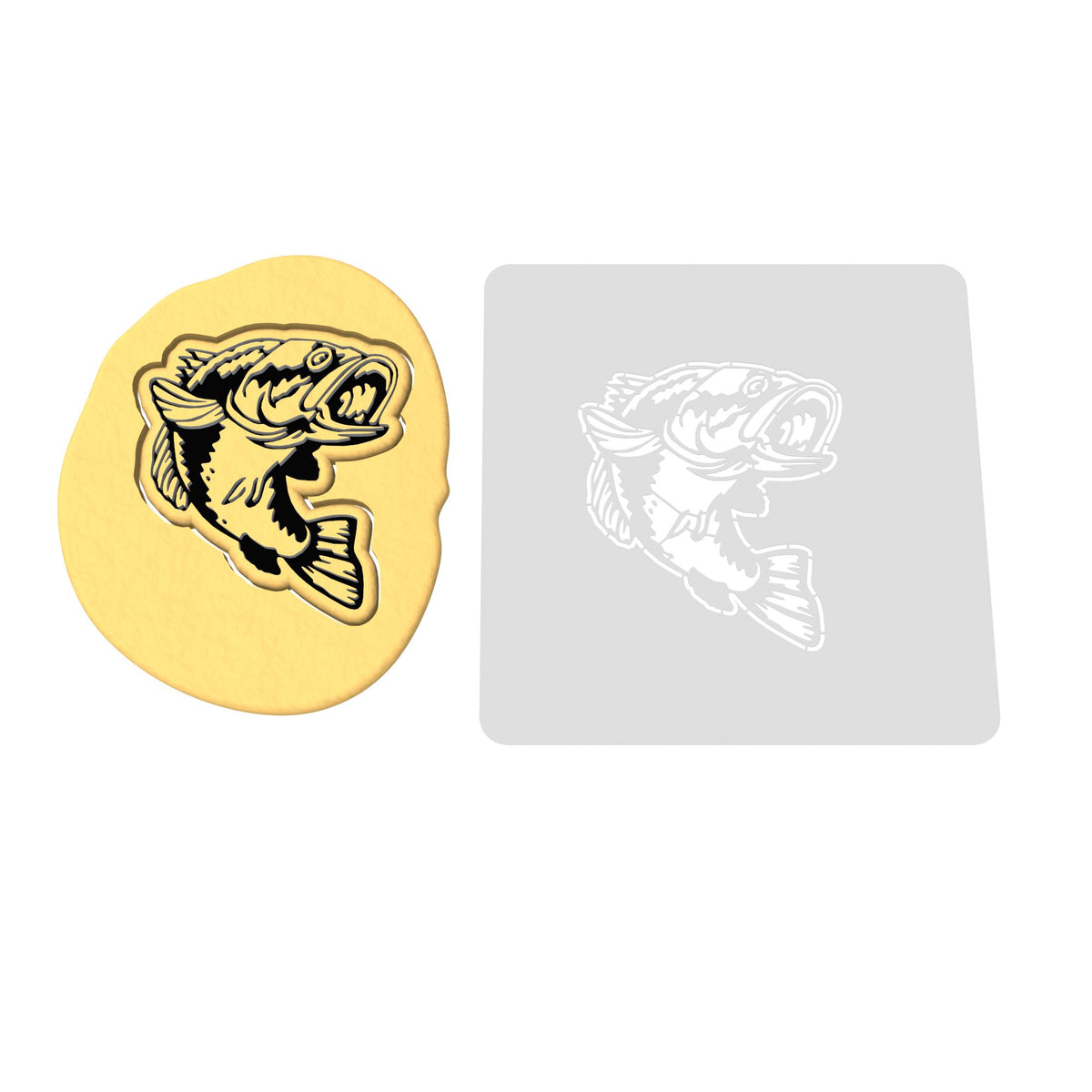 Bass Cookie Cutter | Stamp | Stencil #1 Boys/ Army / Outdoorsman Cookie Cutter Lady 2 Inch Small Cupcake Stamp Only Yes