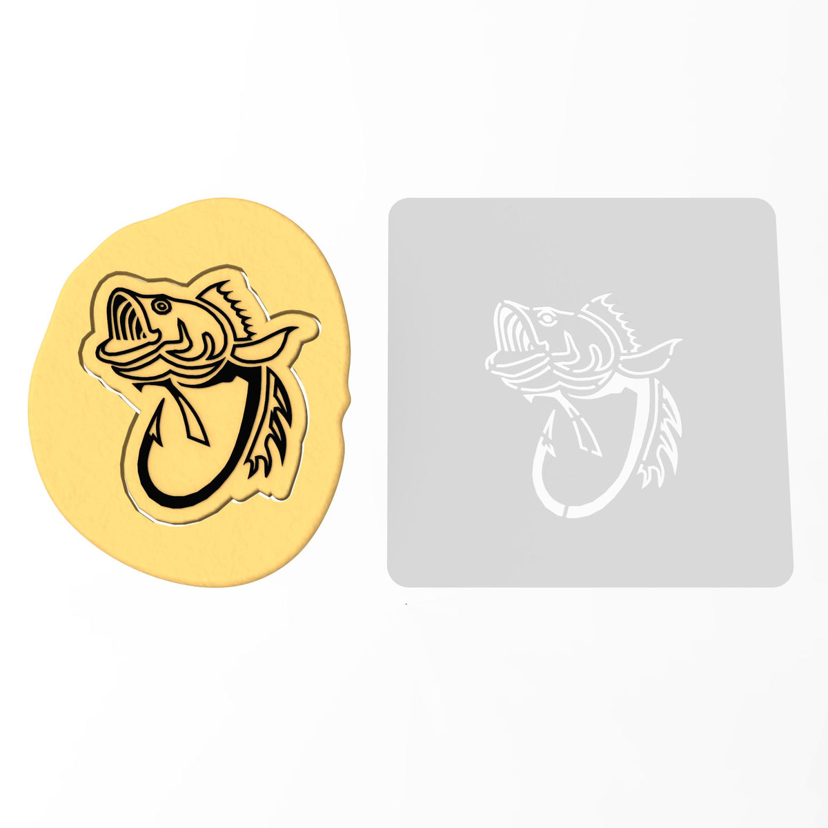 Bass Hook Cookie Cutter | Stamp | Stencil #1