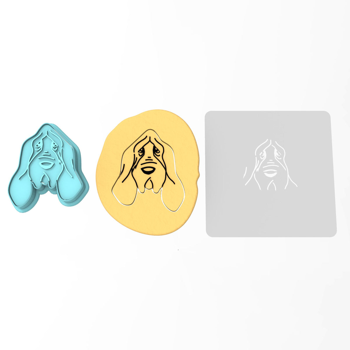 Basset Hound Face Cookie Cutter | Stamp | Stencil #1