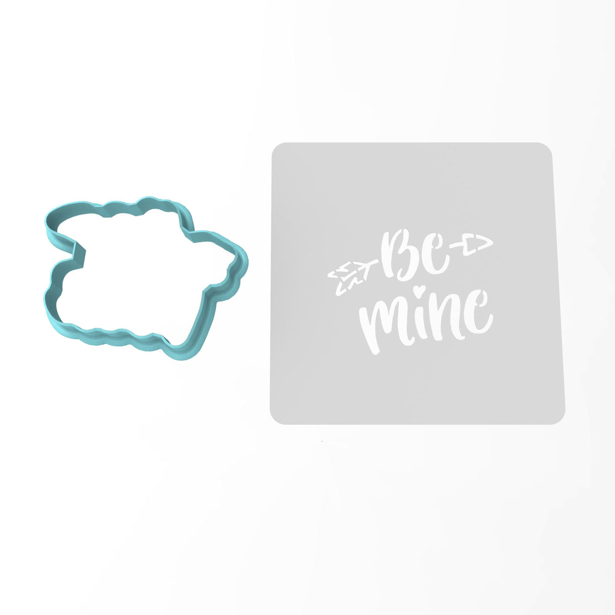 Be Mine Cookie Cutter | Stamp | Stencil #1 Wedding / Baby / V Day Cookie Cutter Lady MINI - 2 Inches (5cm) **BUNDLE** Cutter + Stencil 