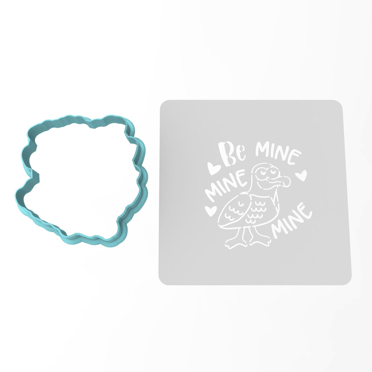Be Mine Mine Mine Cookie Cutter | Stamp | Stencil Wedding / Baby / V Day Cookie Cutter Lady MINI - 2 Inches (5cm) **BUNDLE** Cutter + Stencil 