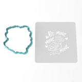Be Mine Mine Mine Cookie Cutter | Stamp | Stencil Wedding / Baby / V Day Cookie Cutter Lady MINI - 2 Inches (5cm) **BUNDLE** Cutter + Stencil 