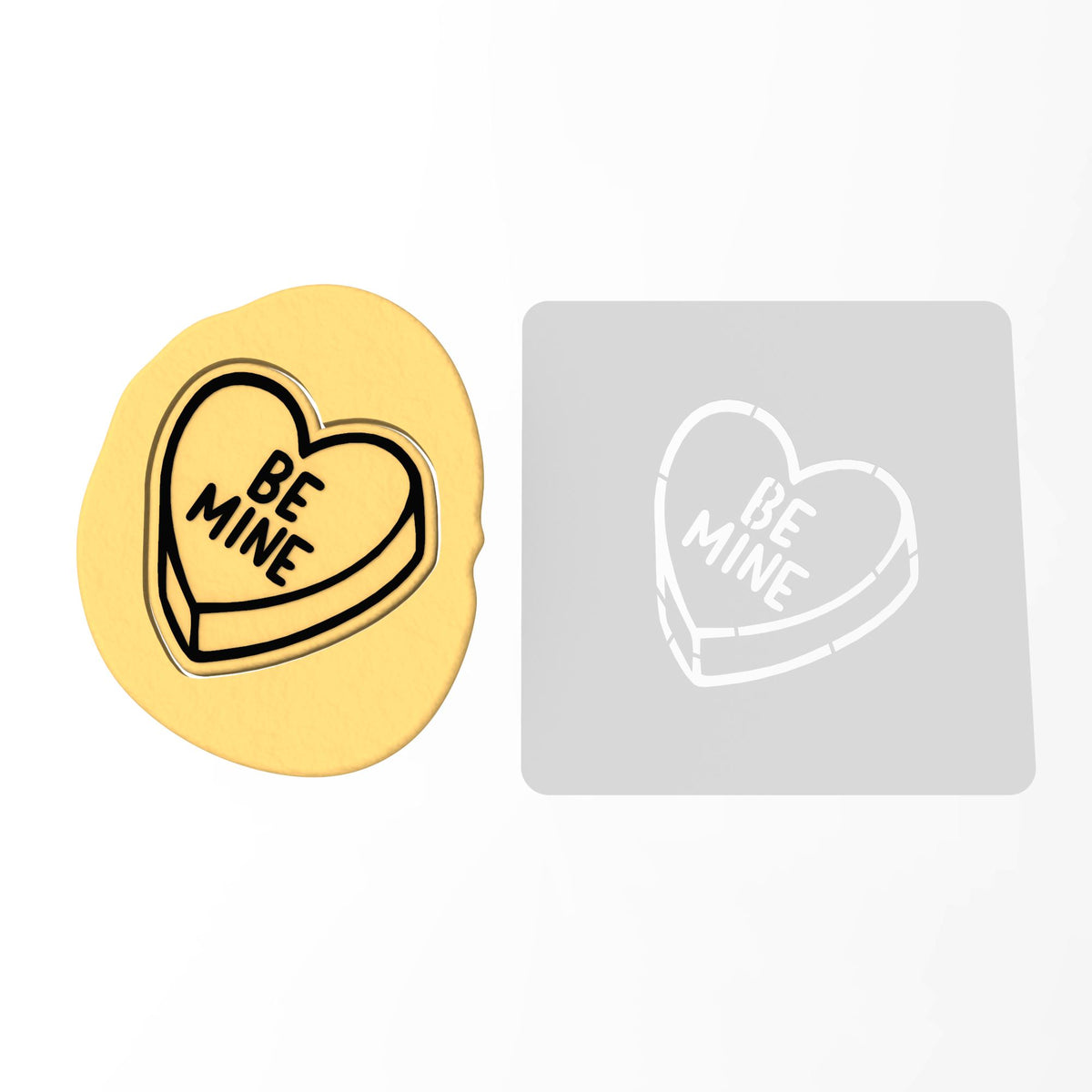 Be Mine Valentine Candy Heart Cookie Cutter | Stamp | Stencil Wedding / Baby / V Day Cookie Cutter Lady MINI - 2 Inches (5cm) Stencil ONLY 