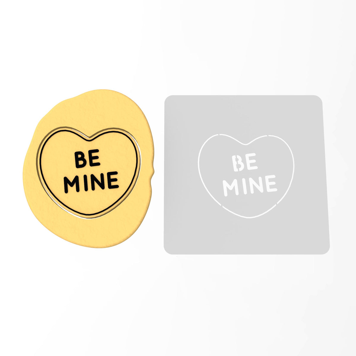 Be Mine Valentine Heart Cookie Cutter | Stamp | Stencil Wedding / Baby / V Day Cookie Cutter Lady MINI - 2 Inches (5cm) Stencil ONLY 