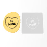 Be Mine Valentine Heart Cookie Cutter | Stamp | Stencil Wedding / Baby / V Day Cookie Cutter Lady MINI - 2 Inches (5cm) Stencil ONLY 