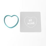 Be Mine Valentine Heart Cookie Cutter | Stamp | Stencil Wedding / Baby / V Day Cookie Cutter Lady MINI - 2 Inches (5cm) **BUNDLE** Cutter + Stencil 