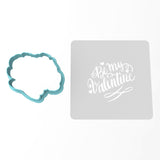 Be My Valentine Cookie Cutter | Stamp | Stencil #1 Wedding / Baby / V Day Cookie Cutter Lady MINI - 2 Inches (5cm) **BUNDLE** Cutter + Stencil 