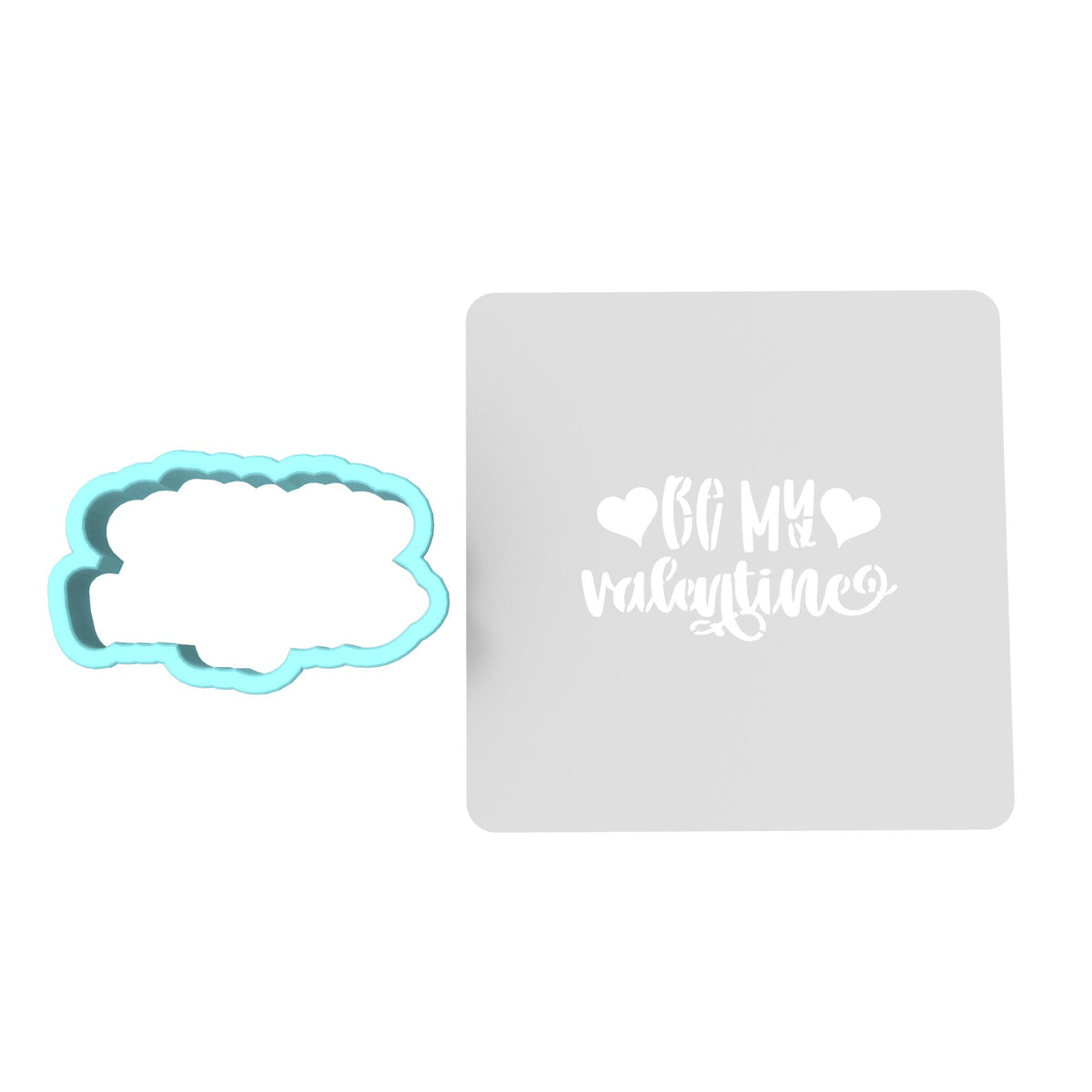 Be My Valentine Cookie Cutter | Stamp | Stencil #3 Wedding / Baby / V Day Cookie Cutter Lady MINI - 2 Inches (5cm) **BUNDLE** Cutter + Stencil 