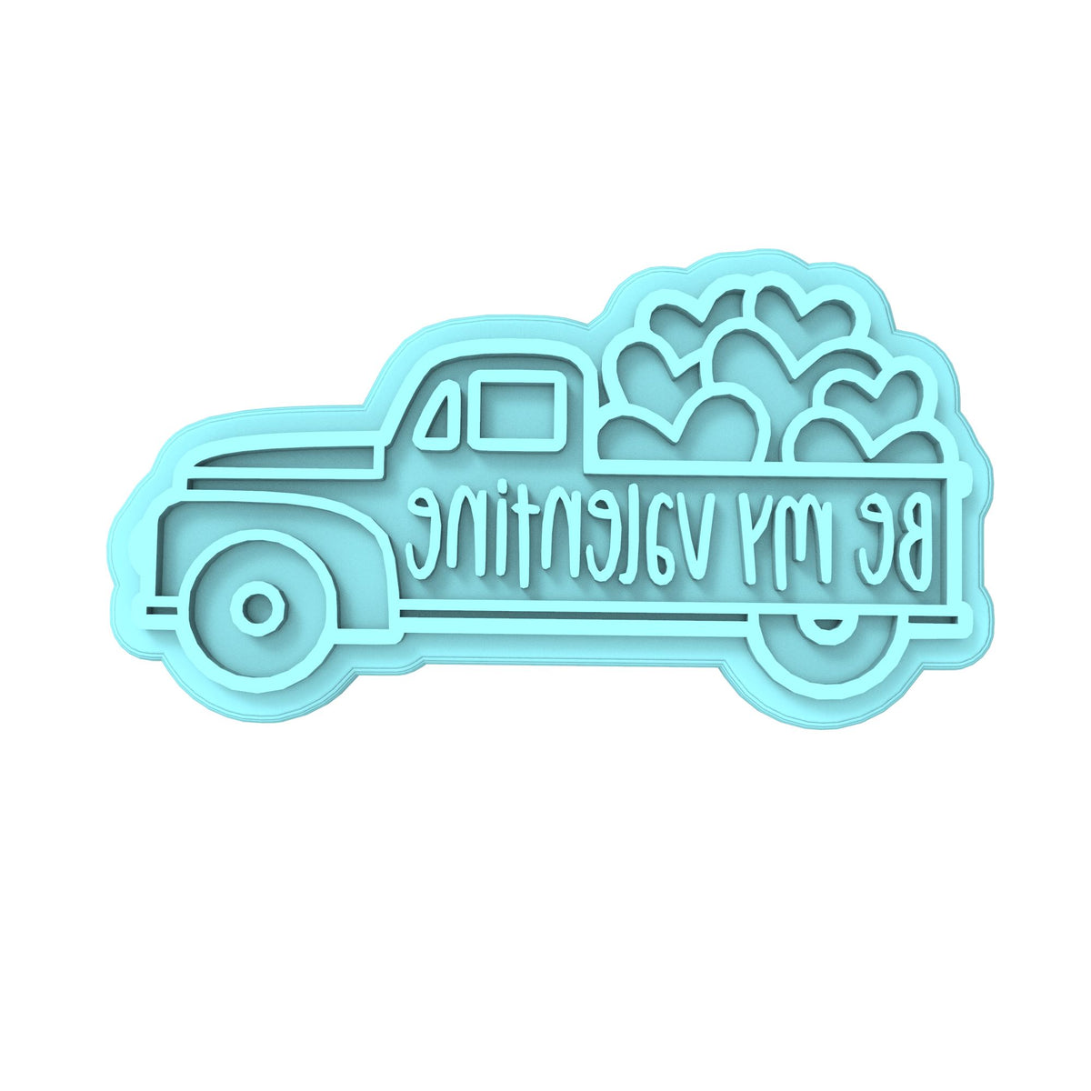 Be My Valentine Truck Cookie Cutter | Stamp | Stencil #1 Comic Book / Vehicles Cookie Cutter Lady MINI - 2 Inches (5cm) Stamp ONLY 