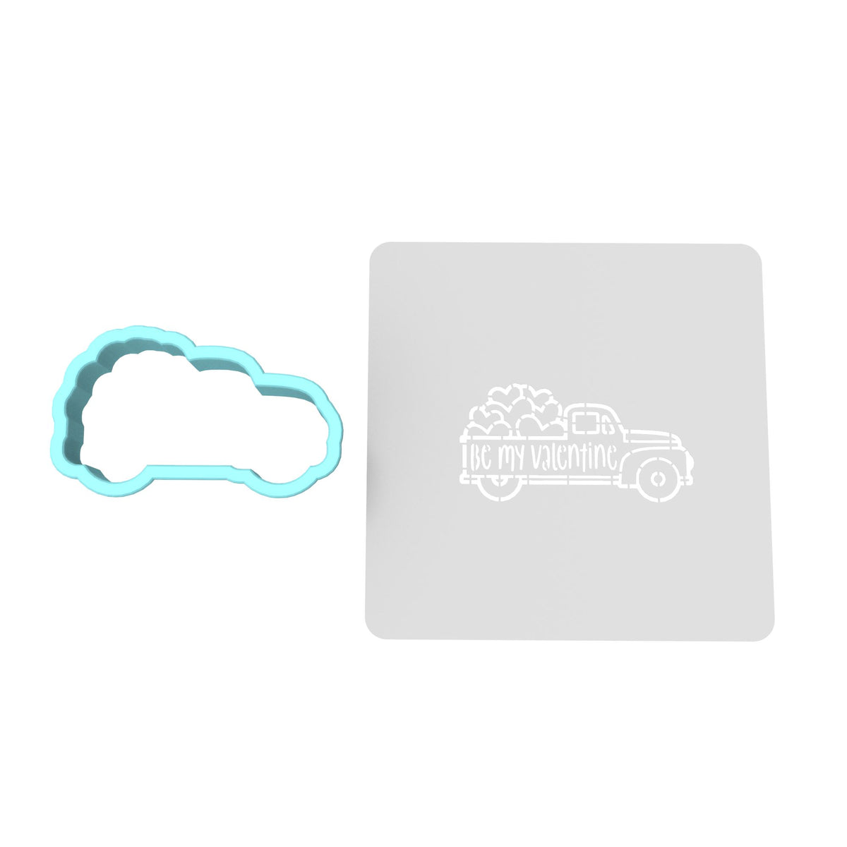 Be My Valentine Truck Cookie Cutter | Stamp | Stencil #1 Comic Book / Vehicles Cookie Cutter Lady MINI - 2 Inches (5cm) **BUNDLE** Cutter + Stencil 