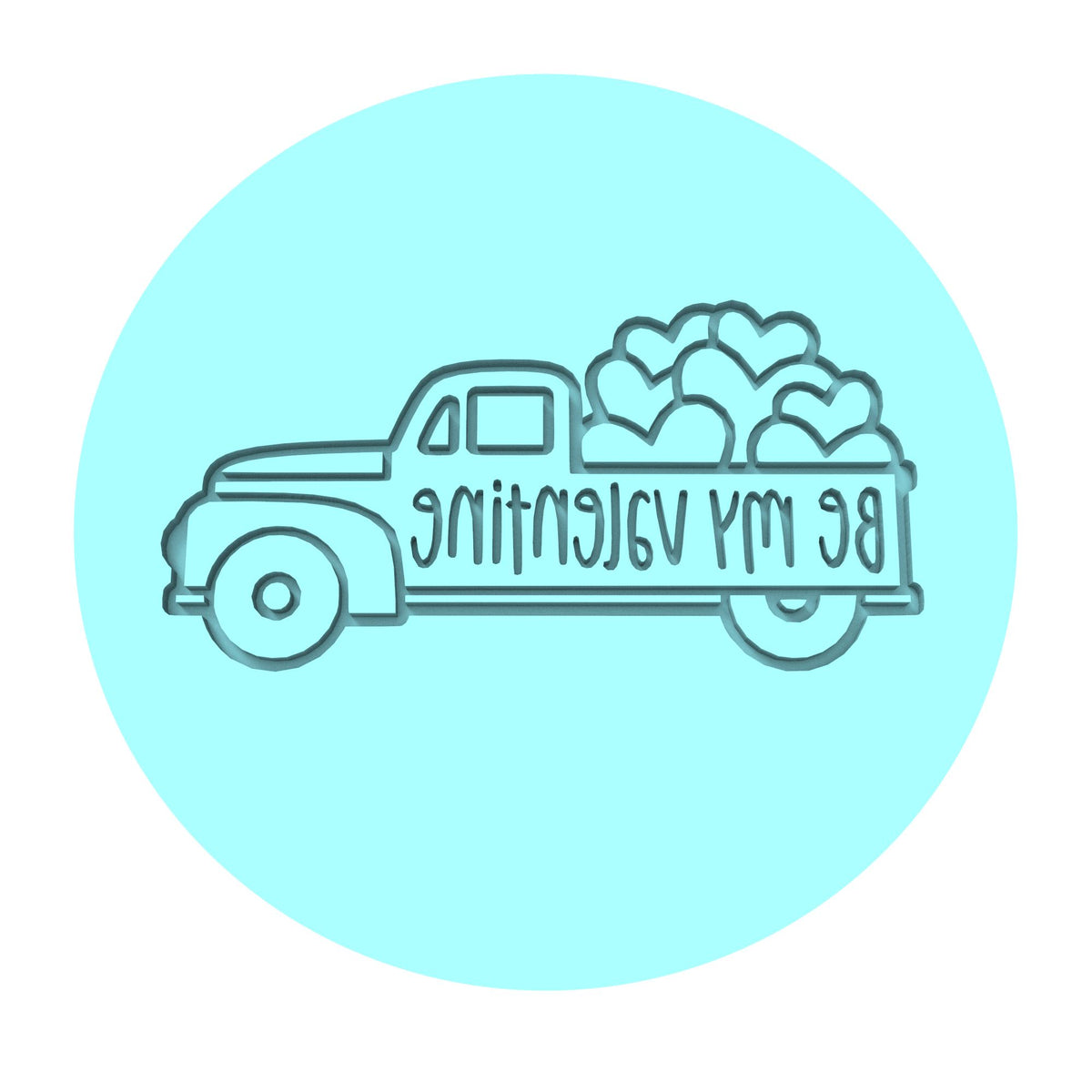 Be My Valentine Truck Cookie Cutter | Stamp | Stencil #1 Comic Book / Vehicles Cookie Cutter Lady MINI - 2 Inches (5cm) Debosser ONLY 