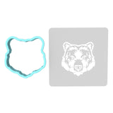 Bear Face Cookie Cutter | Stamp | Stencil #2 Animals & Dinosaurs Cookie Cutter Lady MINI - 2 Inches (5cm) **BUNDLE** Cutter + Stencil 