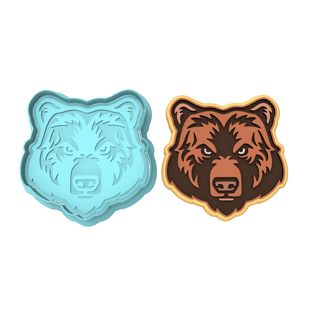 Bear Face Cookie Cutter | Stamp | Stencil #2 Animals & Dinosaurs Cookie Cutter Lady MINI - 2 Inches (5cm) **BUNDLE** Cutter + Stamp 