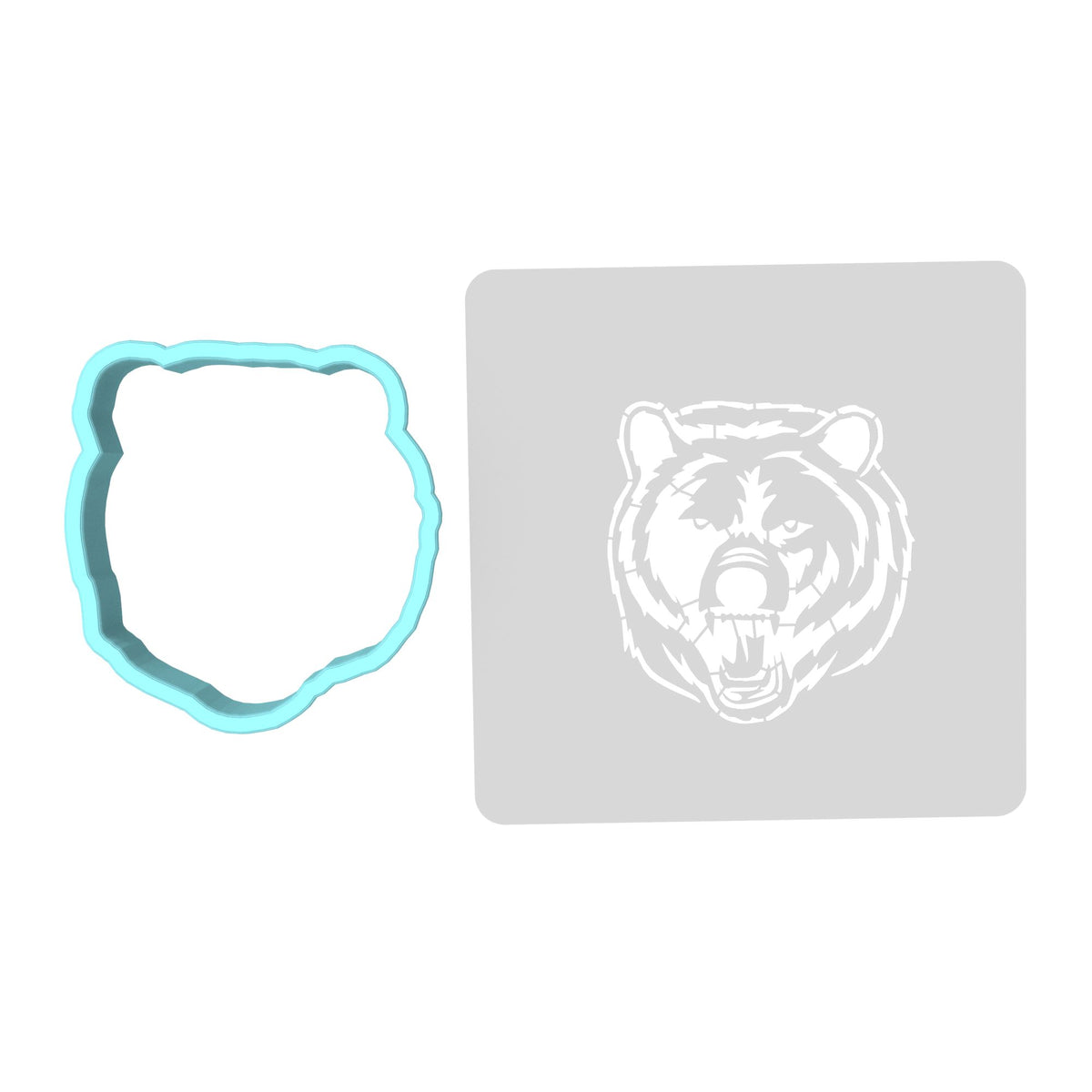 Bear Growling Face Cookie Cutter | Stamp | Stencil #1 Animals & Dinosaurs Cookie Cutter Lady MINI - 2 Inches (5cm) **BUNDLE** Cutter + Stencil 