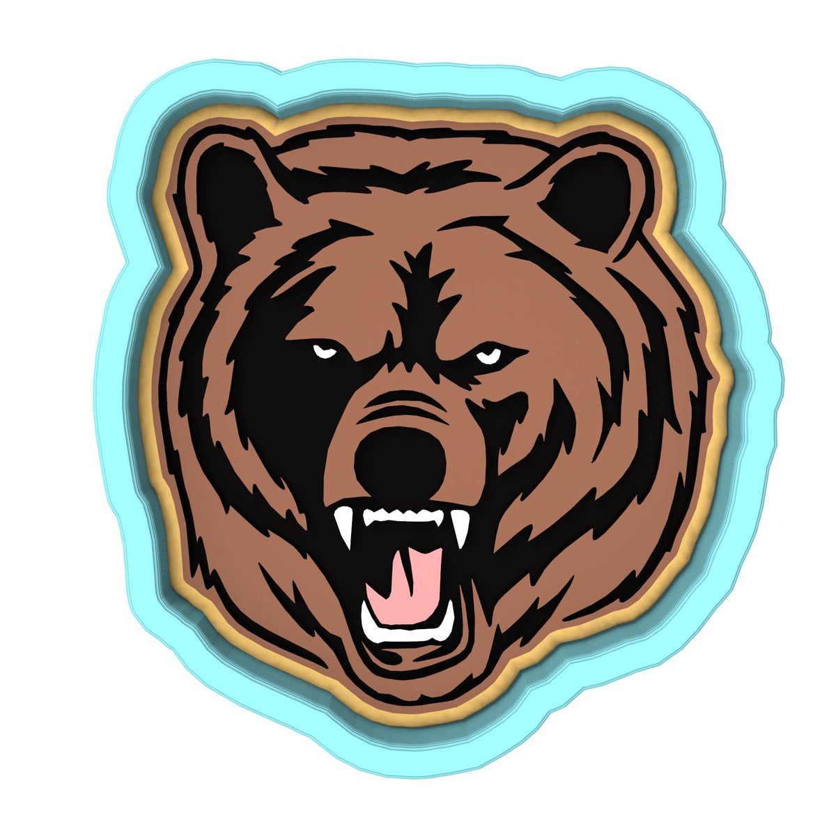 Bear Growling Face Cookie Cutter | Stamp | Stencil #1 Animals & Dinosaurs Cookie Cutter Lady 