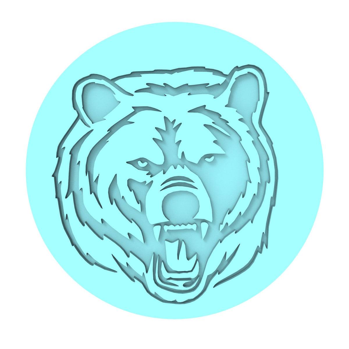 Bear Growling Face Cookie Cutter | Stamp | Stencil #1 Animals & Dinosaurs Cookie Cutter Lady MINI - 2 Inches (5cm) Debosser ONLY 