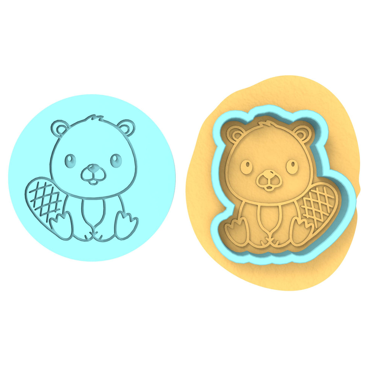 Beaver Cookie Cutter | Stamp | Stencil #1 Animals & Dinosaurs Cookie Cutter Lady MINI - 2 Inches (5cm) **BUNDLE** Cutter + Debosser 