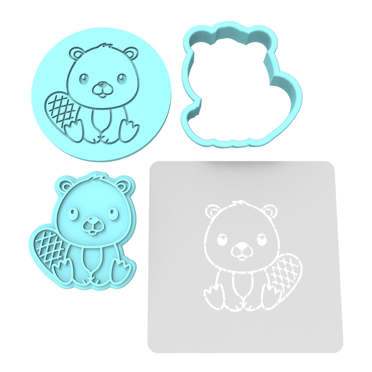 Beaver Cookie Cutter | Stamp | Stencil #1 Animals & Dinosaurs Cookie Cutter Lady MINI - 2 Inches (5cm) **FULL SET BUNDLE** Cutter + Stamp + Stencil + Debosser **BEST DEAL** 