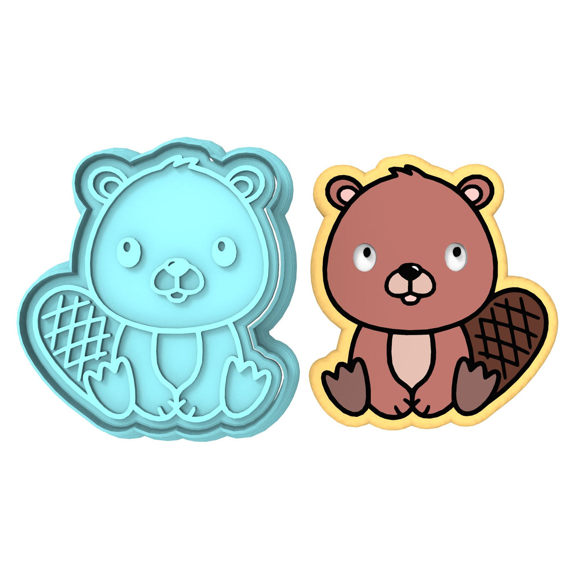 Beaver Cookie Cutter | Stamp | Stencil #1 Animals & Dinosaurs Cookie Cutter Lady MINI - 2 Inches (5cm) **BUNDLE** Cutter + Stamp 