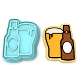 Beer Mug and Bottle Cookie Cutter | Stamp | Stencil