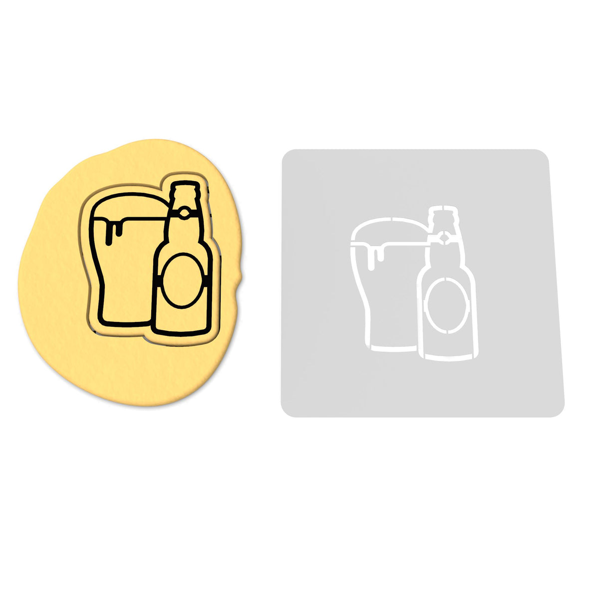 Beer Mug and Bottle Cookie Cutter | Stamp | Stencil