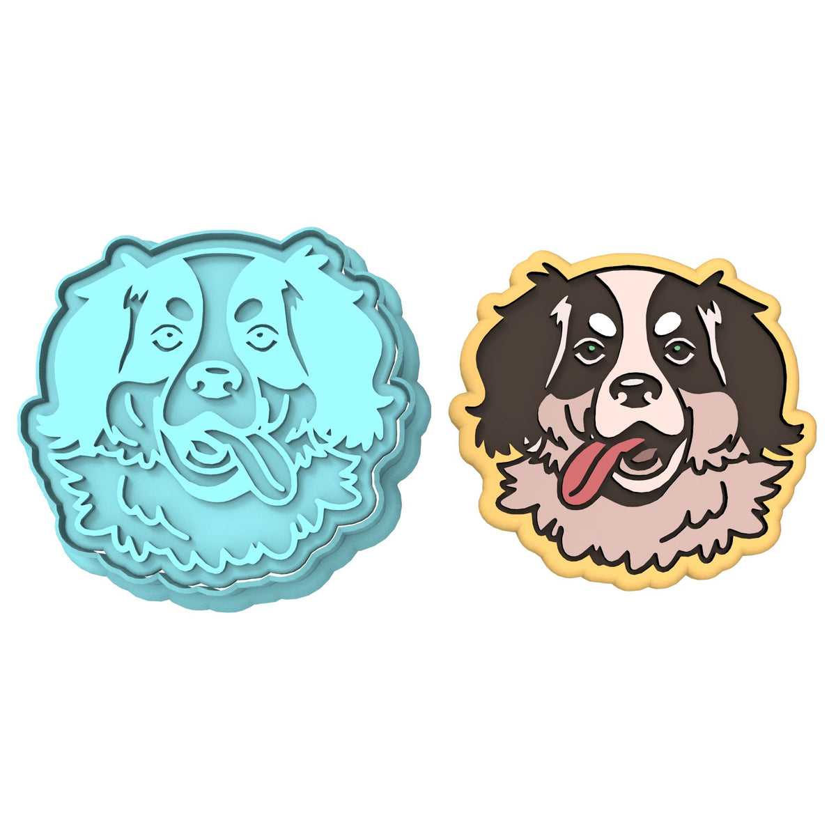 Bernese Mountain Dog Cookie Cutter | Stamp | Stencil #1 Animals & Dinosaurs Cookie Cutter Lady MINI - 2 Inches (5cm) **BUNDLE** Cutter + Stamp 
