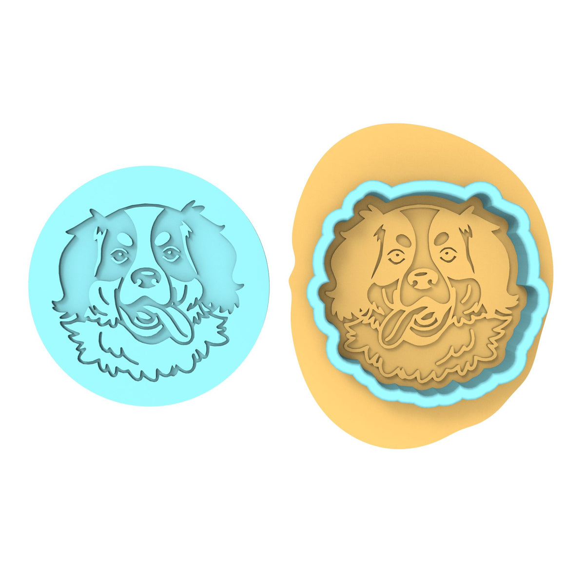 Bernese Mountain Dog Cookie Cutter | Stamp | Stencil #1 Animals & Dinosaurs Cookie Cutter Lady MINI - 2 Inches (5cm) **BUNDLE** Cutter + Debosser 