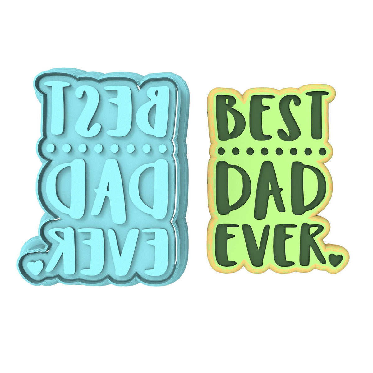 Best Dad Ever Cookie Cutter | Stamp | Stencil #1 Cookie Cutter Lady MINI - 2 Inches (5cm) **BUNDLE** Cutter + Stamp 