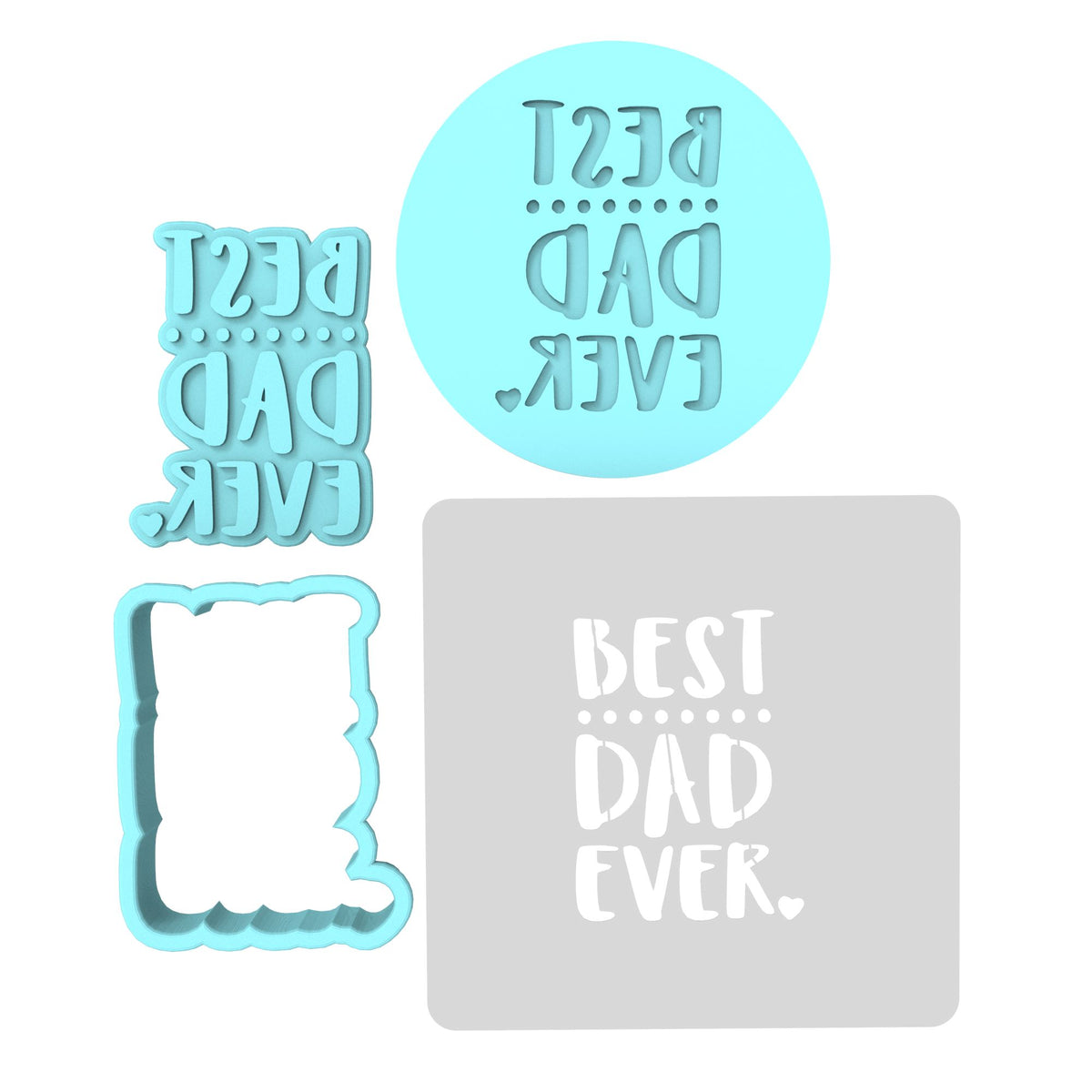 Best Dad Ever Cookie Cutter | Stamp | Stencil #1 Cookie Cutter Lady MINI - 2 Inches (5cm) **FULL SET BUNDLE** Cutter + Stamp + Stencil + Debosser **BEST DEAL** 