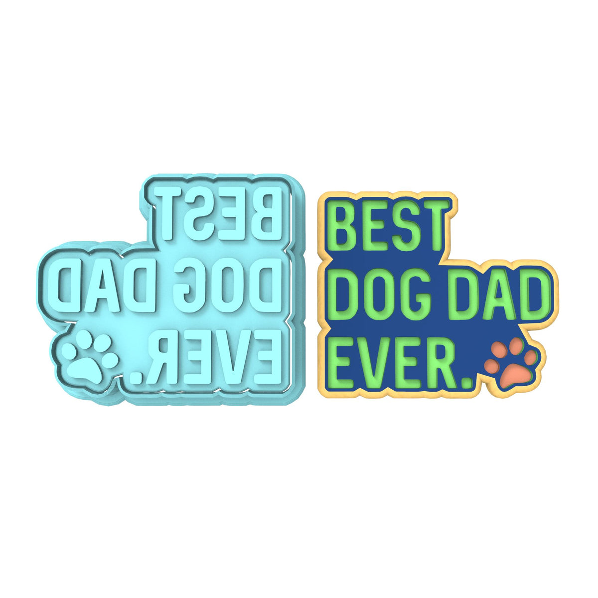 Best Dog Dad Ever Cookie Cutter | Stamp | Stencil #1 Animals & Dinosaurs Cookie Cutter Lady MINI - 2 Inches (5cm) **BUNDLE** Cutter + Stamp 