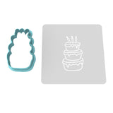 Birthday Cake 3 Tier Cookie Cutter | Stamp | Stencil #1