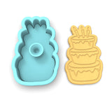 Birthday Cake 3 Tier Cookie Cutter | Stamp | Stencil #1