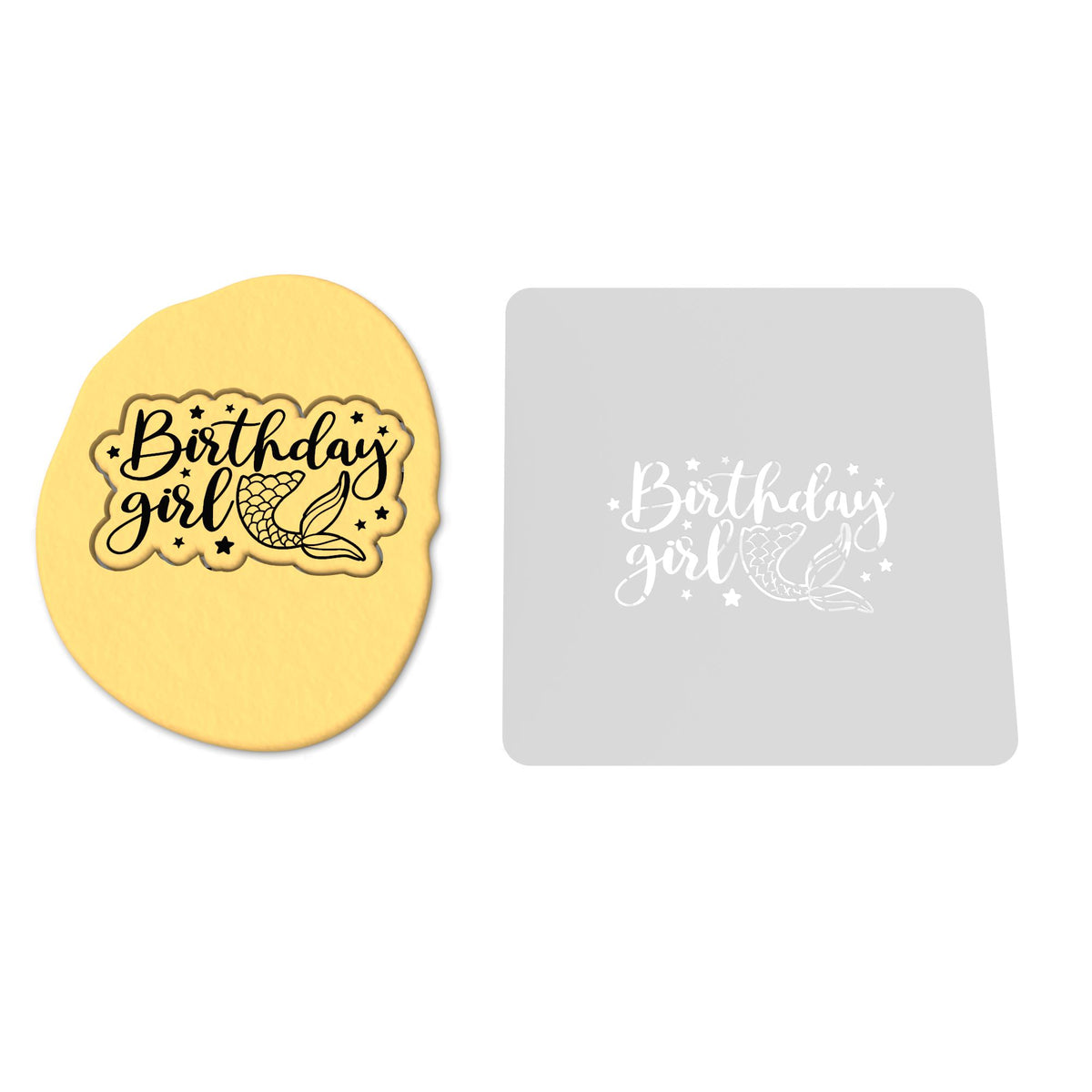 Birthday Girl Mermaid Cookie Cutter | Stamp | Stencil #1