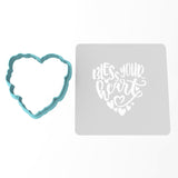 Bless Your Heart Cookie Cutter | Stamp | Stencil #1 Wedding / Baby / V Day Cookie Cutter Lady MINI - 2 Inches (5cm) **BUNDLE** Cutter + Stencil 