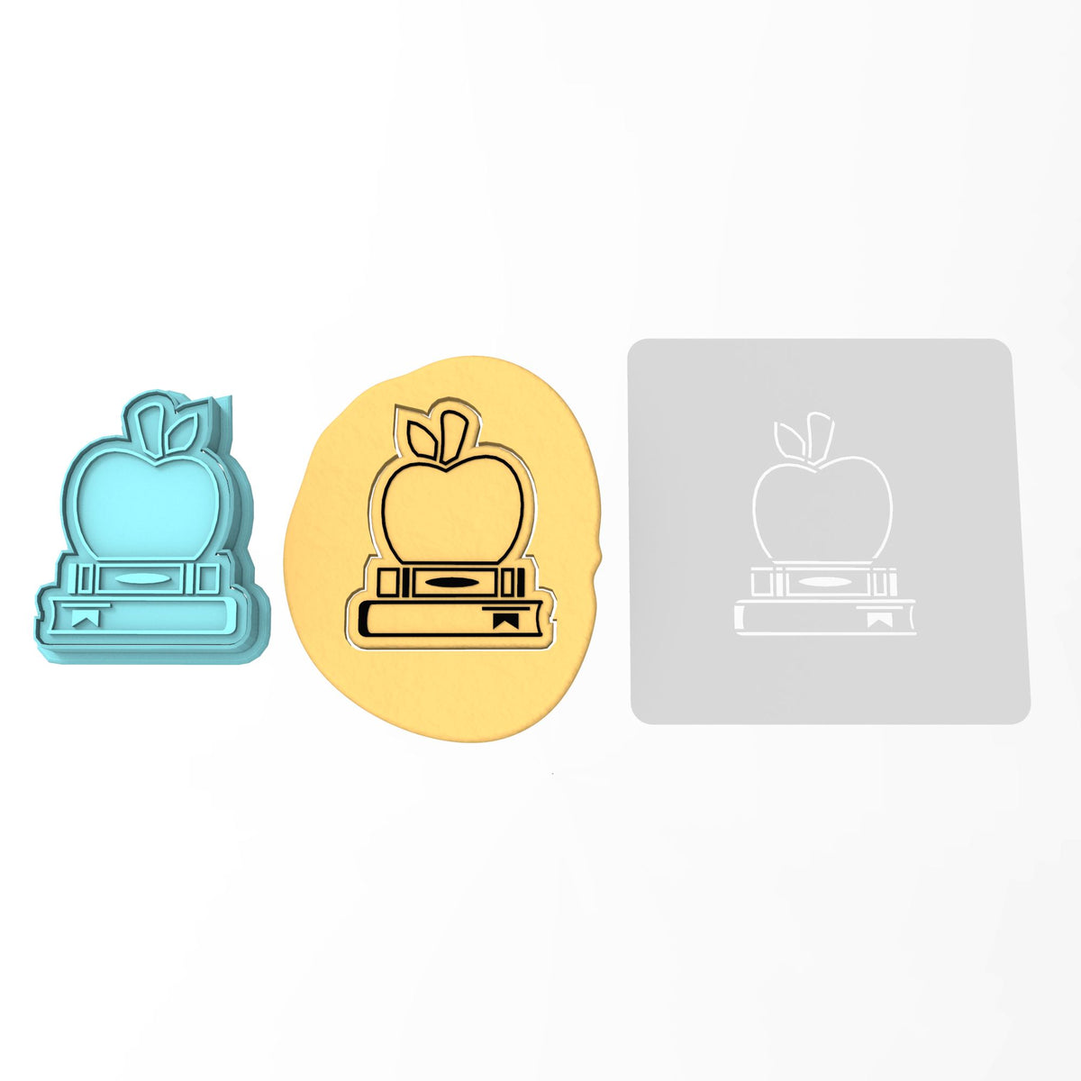 Books and Apple School Cookie Cutter | Stamp | Stencil #1