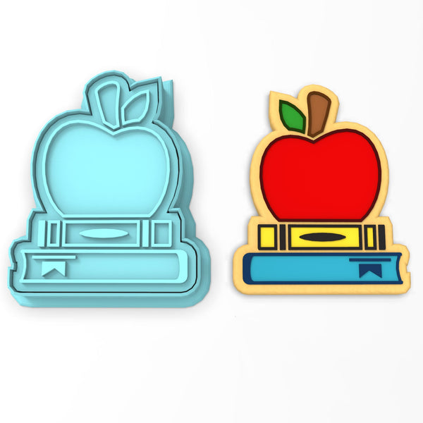 Books and Apple School Cookie Cutter | Stamp | Stencil #1