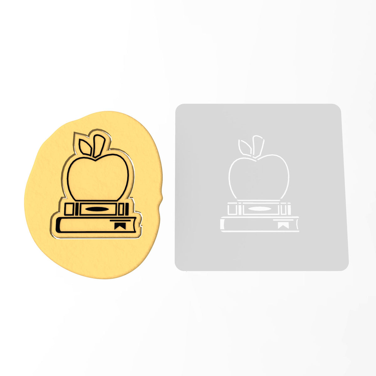 Books and Apple School Cookie Cutter | Stamp | Stencil #1